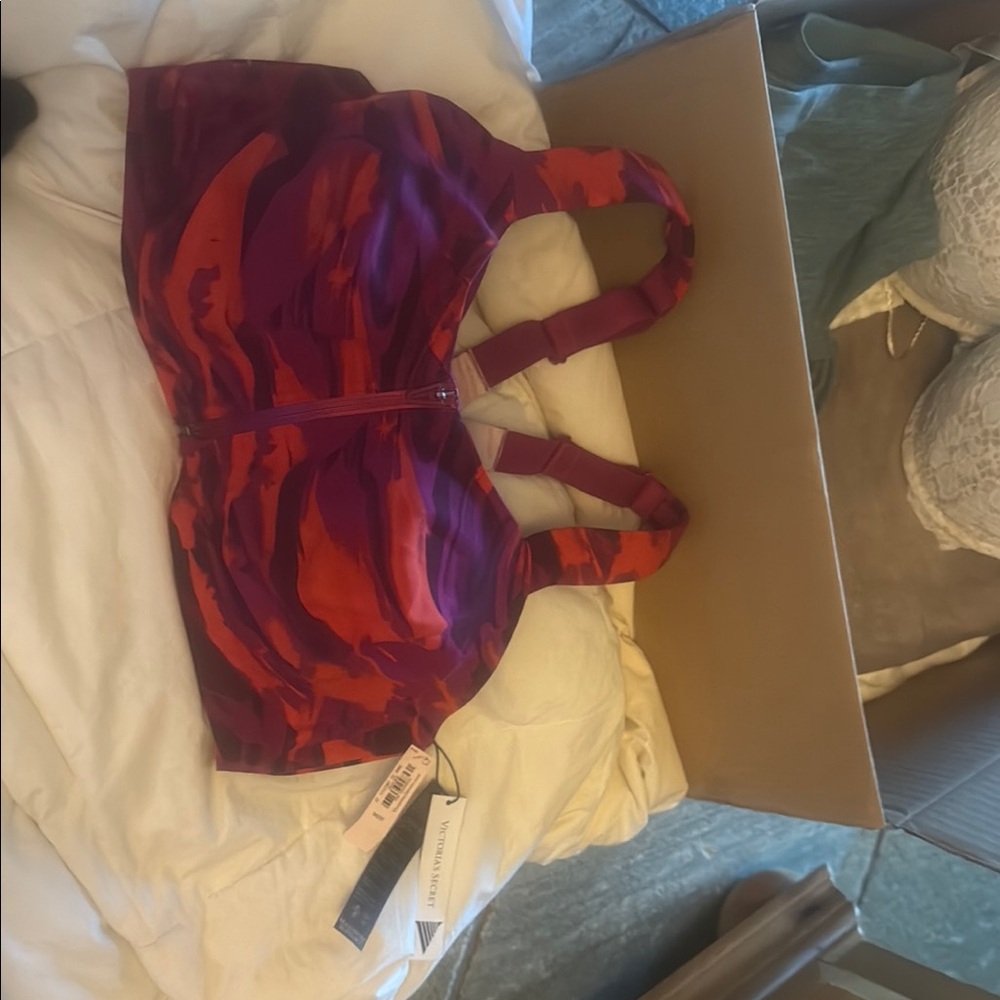 Vibrant Red and Purple Sports Bra